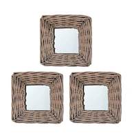 vidaXL Mirrors 3 pcs 5.9"x5.9" Wicker