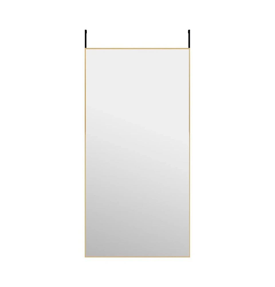 vidaXL Door Mirror Gold 19.7"x39.4" Glass and Aluminum