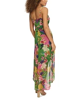 Siena Women's Floral Print Sleeveless High-Low Maxi Dress