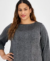 Jm Collection Plus Size 3/4-Sleeve Metallic Tunic Top, Created for Macy's