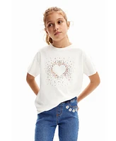 Desigual Girls Girls's Rhinestone heart T-shirt