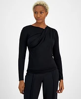 Bar Iii Women's Asymmetric-Neck Long-Sleeve Top, Created for Macy's