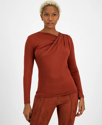 Bar Iii Women's Asymmetric-Neck Long-Sleeve Top, Created for Macy's