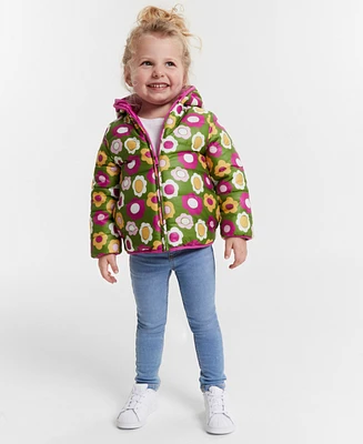 Epic Threads Toddler Girls Wonky Floral-Print Reversible Puffer Jacket, Created for Macy's