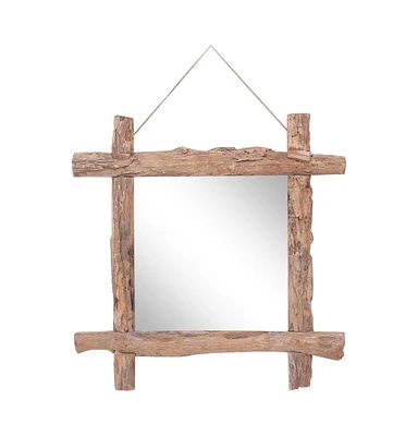 vidaXL Log Mirror Natural 27.6"x27.6" Solid Reclaimed Wood