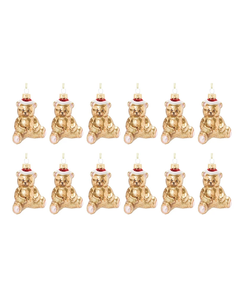 Slickblue Glass Teddy Bear Ornament (Set of 12)