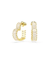 Swarovski Baguette Cut, Heart, Small, White, Gold-Tone Plated atrix Hoop Earrings