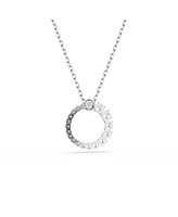 Swarovski Matrix Pendant, Crystal Pearl, Round Cut, White, Rhodium Plated Necklace