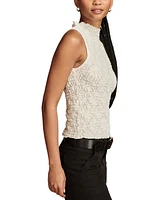 Lucky Brand Women's Textured-Lace High-Neck Tank Top