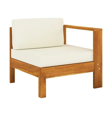 vidaXL Middle Sofa with 1 Armrest Cream White Solid Acacia Wood