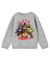 Bioworld Boys Five Nights at Freddy's Let's Party Heather Grey Long Sleeve Shirt