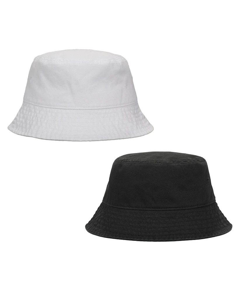 Generic Men's 2-Pack Black & White Washed 100% Cotton Bucket Hat Everyday Cotton Style Unisex Trendy Lightweight Outdoor Hot Fun Summer Beach Vacation