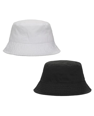 Generic Men's 2-Pack Black & White Washed 100% Cotton Bucket Hat Everyday Cotton Style Unisex Trendy Lightweight Outdoor Hot Fun Summer Beach Vacation