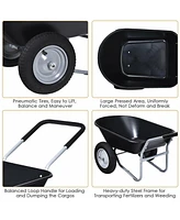 Costway 2 Tire Wheelbarrow Cart Heavy-duty Dolly Utility Cart