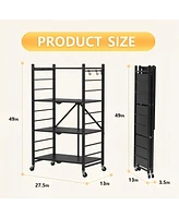 Sugift 4-Tier Foldable Storage Shelves, Metal Shelving Units, Storage Rack, Black