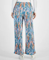 Jm Collection Women's Printed Plisse Wide-Leg Pants, Created for Macy's