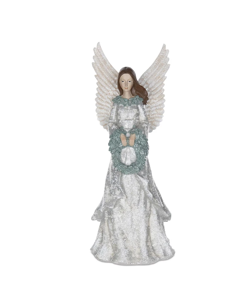 Slickblue Winter Angel Figurine With Wreath 18.5"h