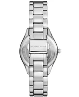 Michael Kors Women's Lauryn Three-Hand Stainless Steel Watch, Earrings and Necklace Gift Set 33mm - Silver