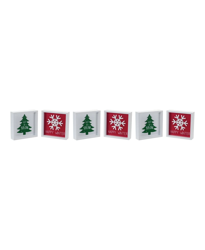 Slickblue Holiday Sentiment Signs - Set of 6, Festive Season Decor