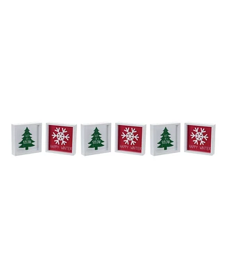 Slickblue Holiday Sentiment Signs - Set of 6, Festive Season Decor