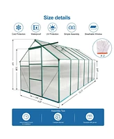 Mondawe 6x12 Ft Polycarbonate Greenhouse Raised Base and Anchor Aluminum