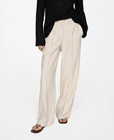 Mango Women's Wide Leg Pleated Pants