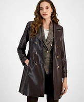 Tahari Asl Women's Faux-Leather Trench Coat