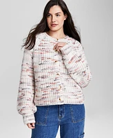 And Now This Women's Flecked-Knit Raglan-Sleeve Cardigan