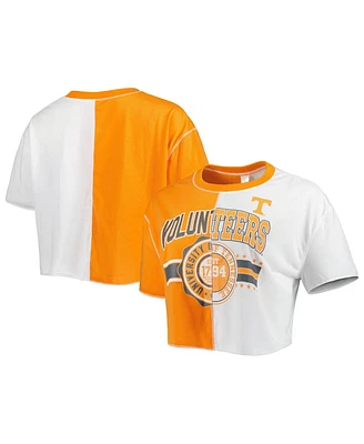 ZooZatz Women's Tennessee Orange/White Tennessee Volunteers Colorblock Cropped T-Shirt