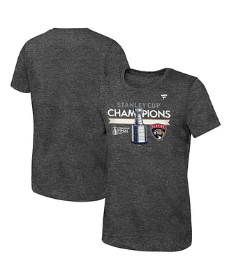 Fanatics Big Boys and Girls Heather Charcoal Florida Panthers 2024 Stanley Cup Champions Locker Room T-Shirt