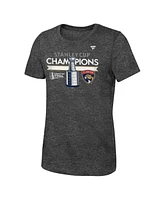 Fanatics Big Boys and Girls Heather Charcoal Florida Panthers 2024 Stanley Cup Champions Locker Room T-Shirt