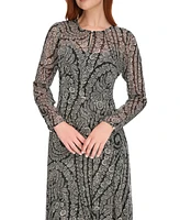 Tommy Hilfiger Women's Printed Long-Sleeve Fit & Flare Dress