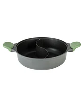 Kenmore Theodore 6.5 Qt Cast Aluminum Everyday Pan Hot Pot W/ Dividers, Nonstick Interior, and Lid