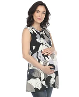 White Mark Maternity Pleated Front Sleeveless Tunic Top