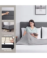 Clara Clark Horizontal Channel Upholstered Platform Bed - King