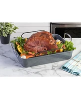 Kenmore Keaton Grey Speckle 16.5" x 12.5" x 3,2" Carbon Steel Roaster W/ Rack