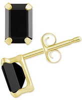 Onyx Emerald-Cut Solitaire Stud Earrings 10k Gold