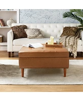 Constantine Modern Storage Tufted Cocktail Ottoman with Solid Wood Legs