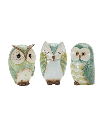 Slickblue Set of 3 Terra Cotta Owl Figurines for Rustic Home Decor