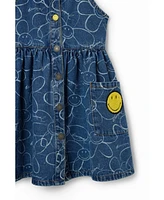 Desigual Girls Girls's Denim Smiley Originals dungaree dress