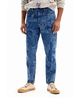 Desigual Men's Laser print carrot jeans