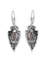 American West Jewelry Fritz Casuse Sterling Silver Arrowhead and Leopard Jasper Gemstone Lever Back Earrings