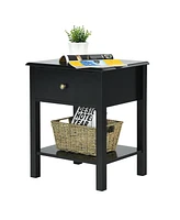 Sugift Nightstand End Table with Drawer and Shelf