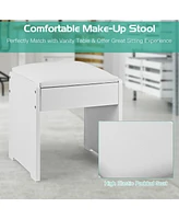 Sugift Vanity Makeup Dressing Table Set with Flip Top Mirror and Cushioned Stool