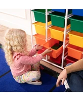 ECR4Kids 5-Tier Storage Rack with 15 Cubby Bins 5x3, Assorted