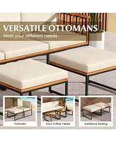 Costway 6 Pcs Acacia Wood Patio Furniture Set Outdoor Sectional Conversation Sofa Set