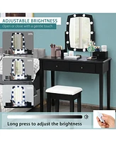 Sugift Vanity Table Set with Lighted Mirror for Bedroom and Dressing Room