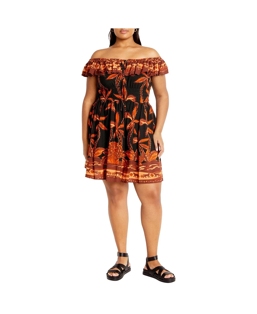 City Chic Women's Tahitian Border Dress