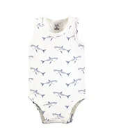 Touched by Nature Baby Boys Organic Cotton Sleeveless Bodysuits, Mystic Sea Creatures, Months