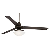 Casa Vieja 60" Turbina Dc Modern Outdoor 3 Blade Ceiling Fan with Led Light Remote Control Oil Rubbed Bronze Opal Glass Damp Rated for Patio Exterior